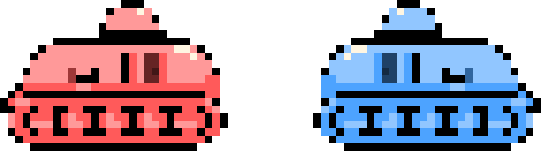 A red tank and a blue tank facing off