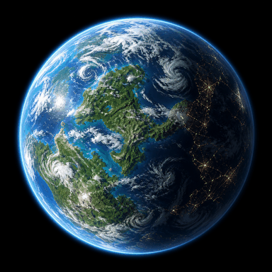 A lush terran planet seen from orbit